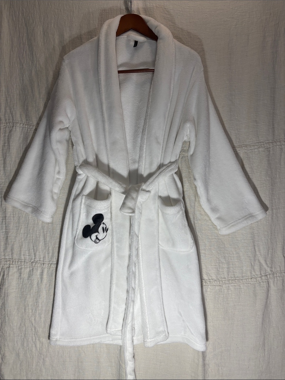 Pottery Barn White Plush Mickey Mouse Robe